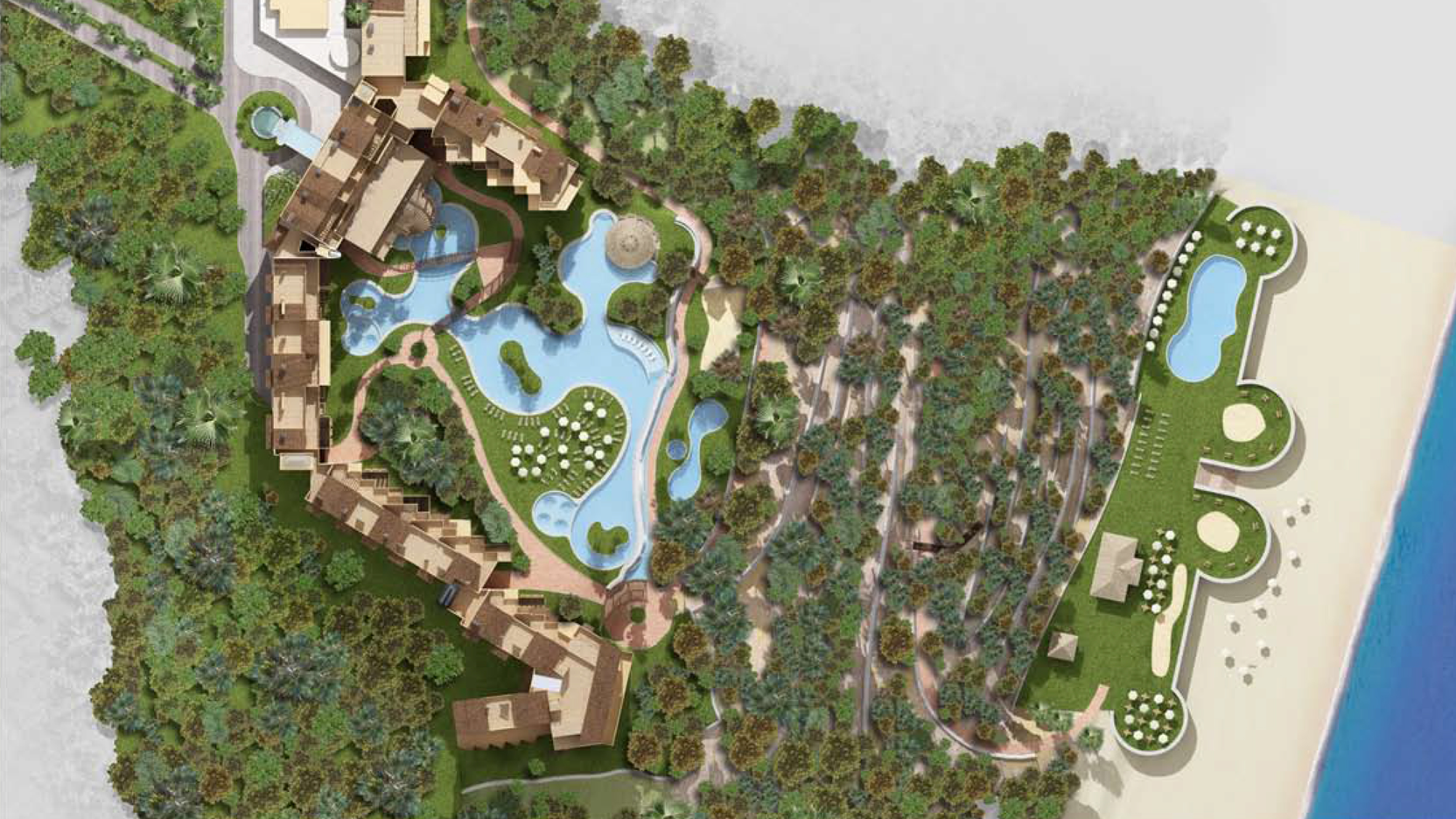 Vista aérea de una urbanización en 3D